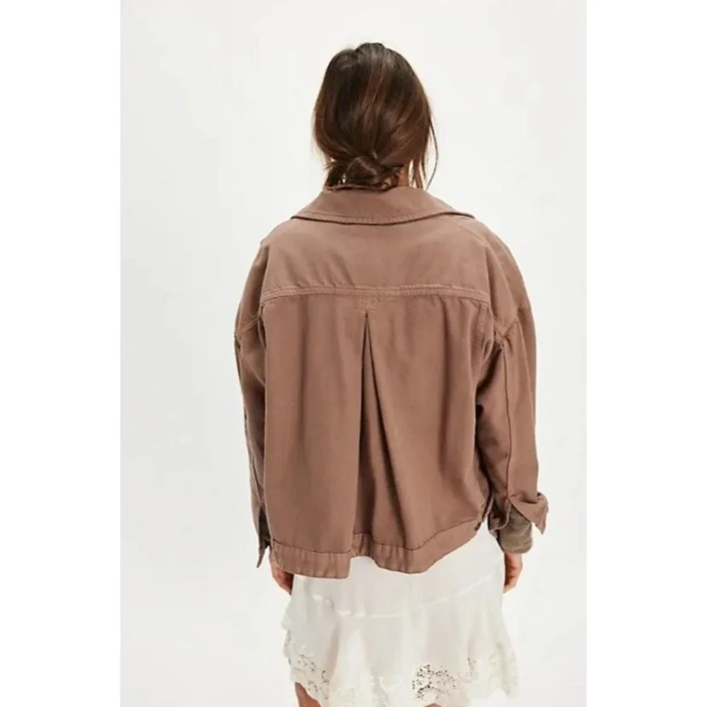 NWT We‎ The Free Opal Swing Denim Jacket Dusted Cocoa Medium Cottagecore Luxury - Picture 5 of 9